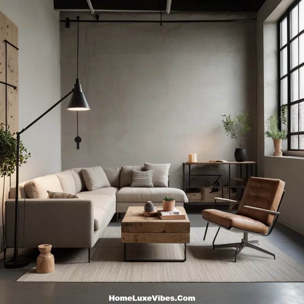 Minimalist Industrial Living Room with Subtle Barely There Decor result Minimalist Industrial Living Room with Subtle Barely-There Decor