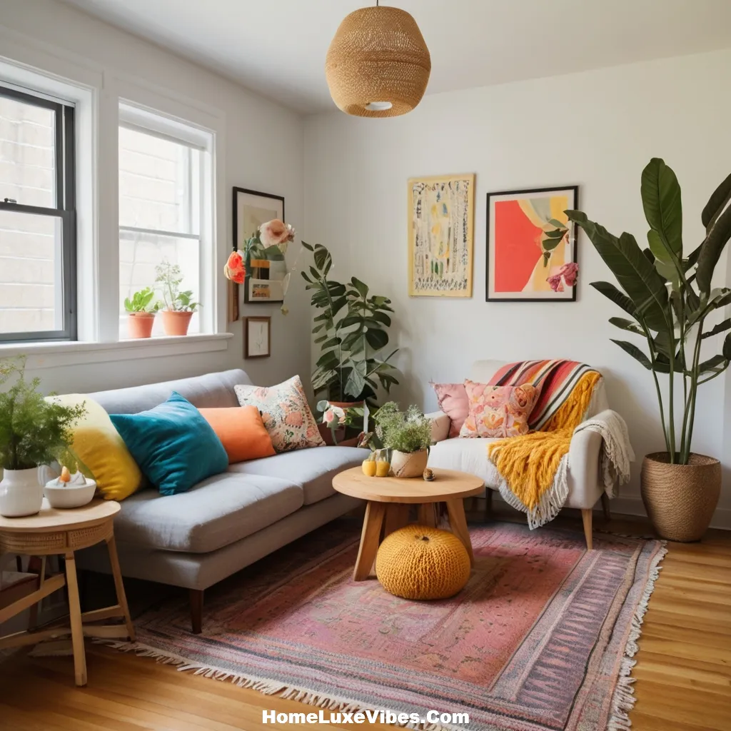 Mismatched Furniture in Small Apartment Living Room
