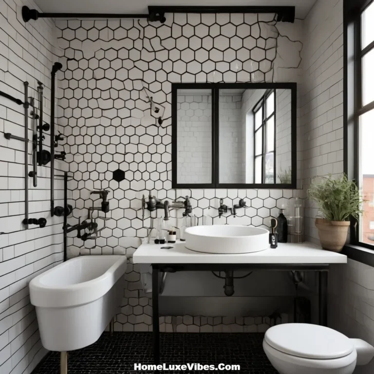 Mixed Tile Industrial Bathroom Style