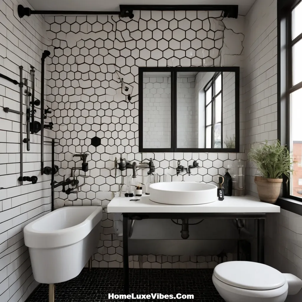 Mixed Tile Industrial Bathroom Style result Mixed Tile Industrial Bathroom Style