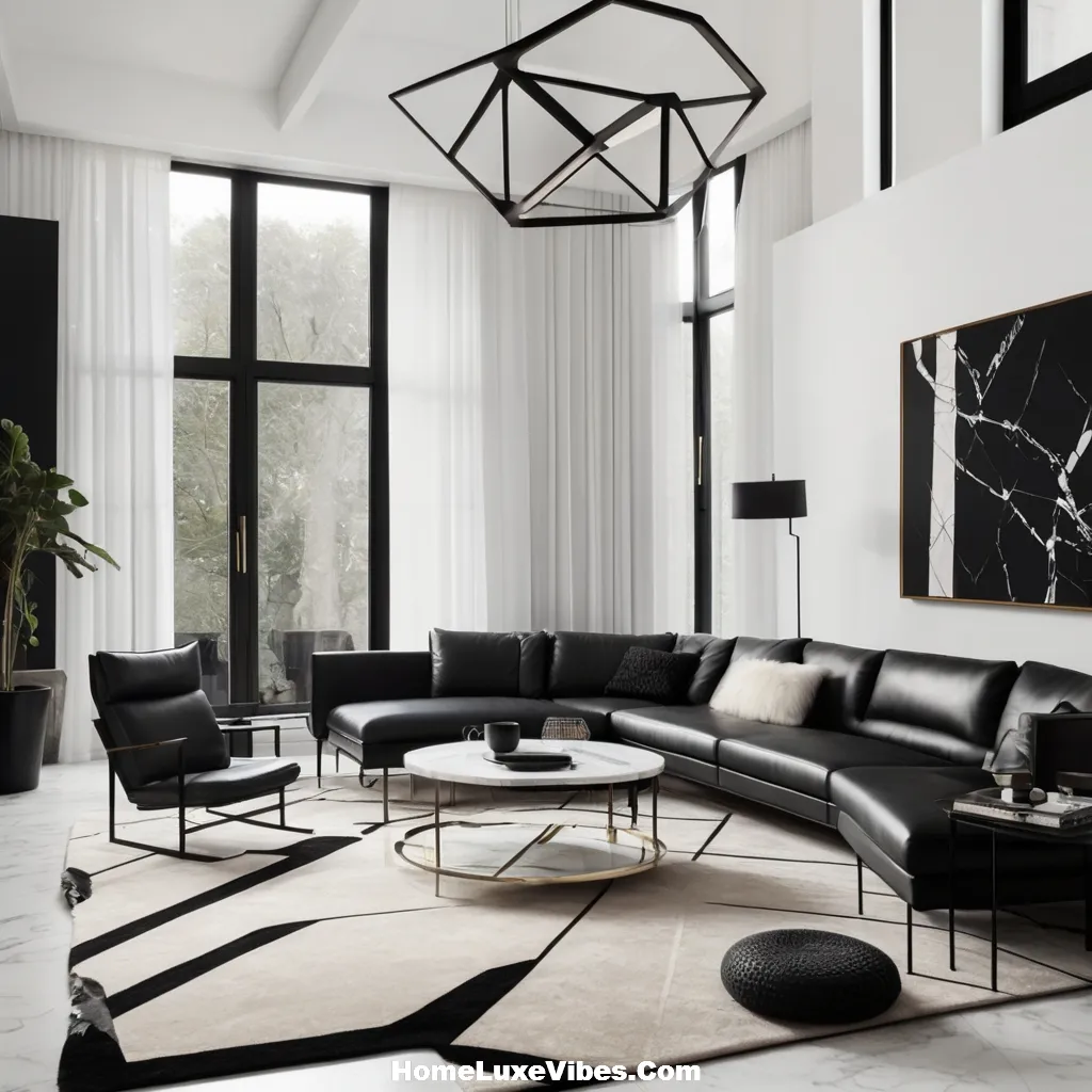Modern Black and White Living Room Design result Modern Black-and-White Living Room Design