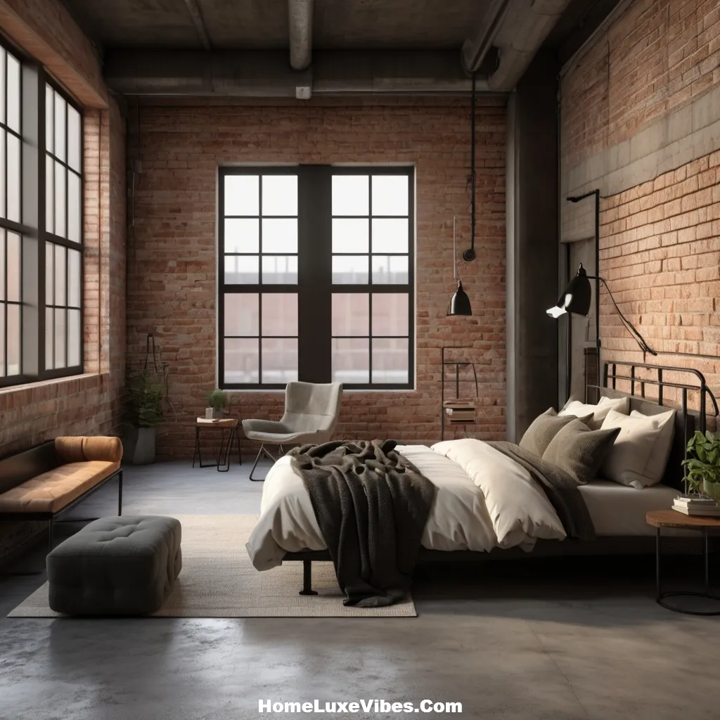 Neutral Accent Chair in Industrial Bedroom – Cozy Loft Corner result Neutral Accent Chair in Industrial Bedroom – Cozy Loft Corner