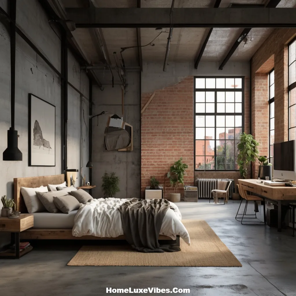Open Plan Industrial Bedroom – Loft Space Design Idea result Open-Plan Industrial Bedroom – Loft Space Design Idea