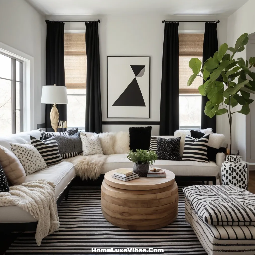 Patterned Black and White Living Room result Patterned Black-and-White Living Room