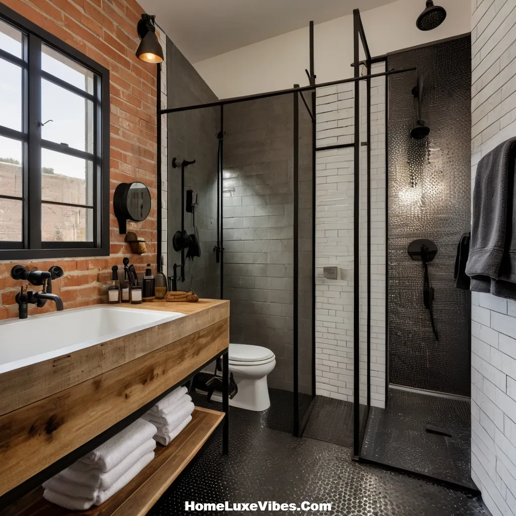 Penny Tile Patterns in Industrial Bathroom result Penny Tile Patterns in Industrial Bathroom