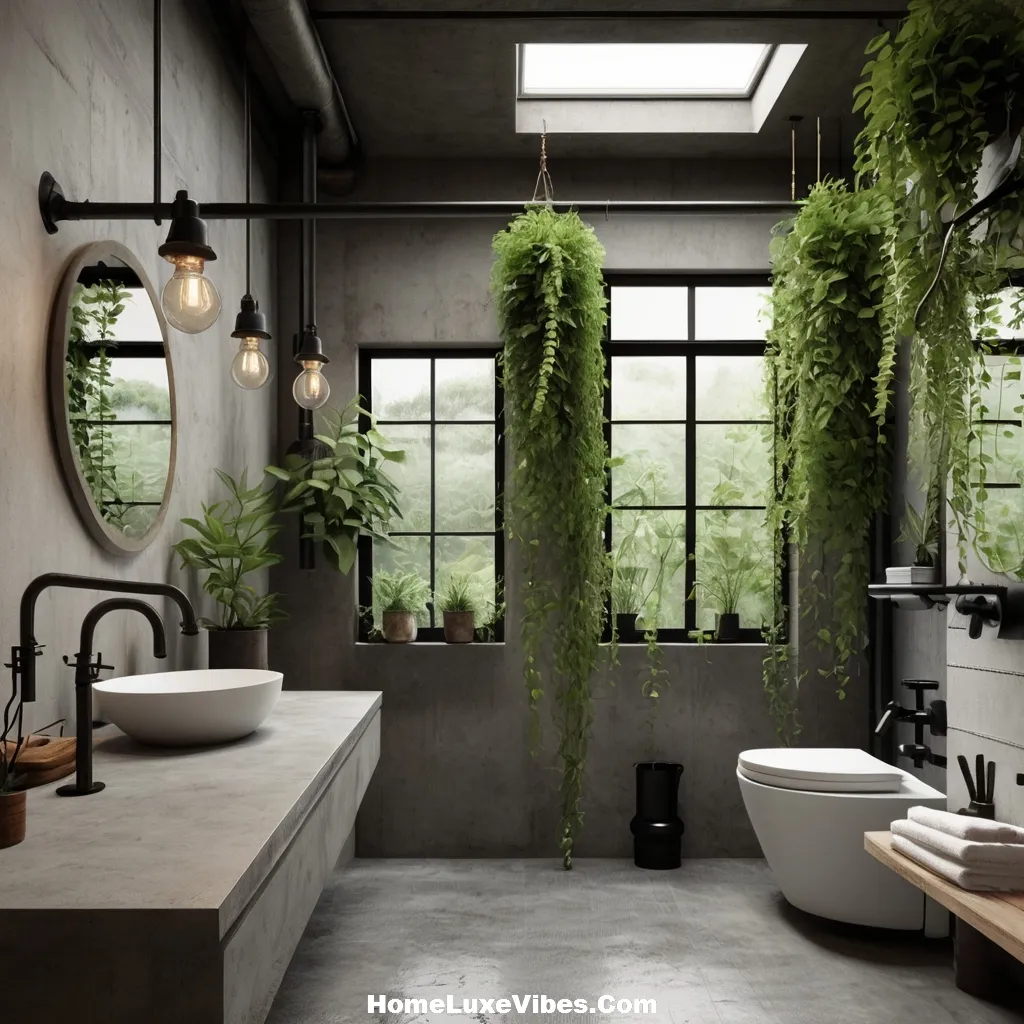Plants and Greenery in Industrial Bathroom result Plants and Greenery in Industrial Bathroom