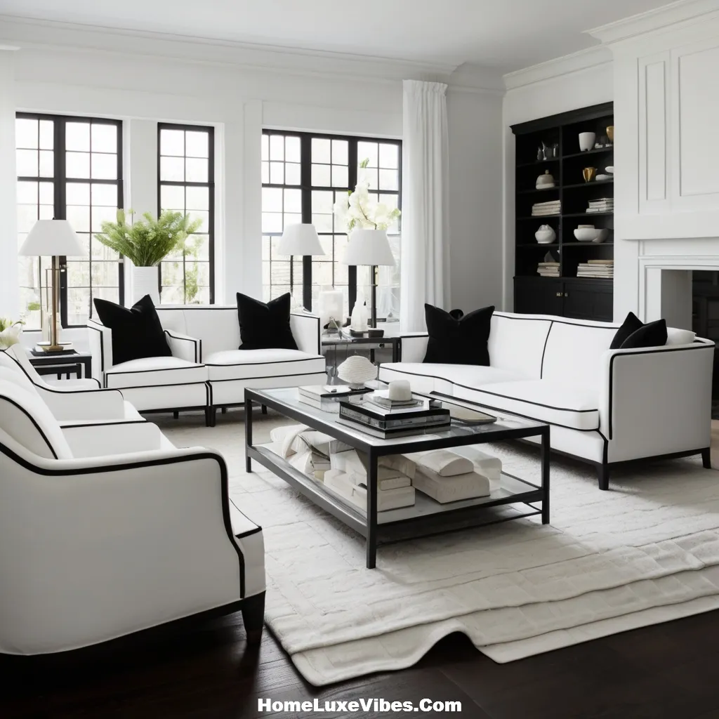 Reupholstered Seating in Black and White Living Room result Reupholstered Seating in Black-and-White Living Room