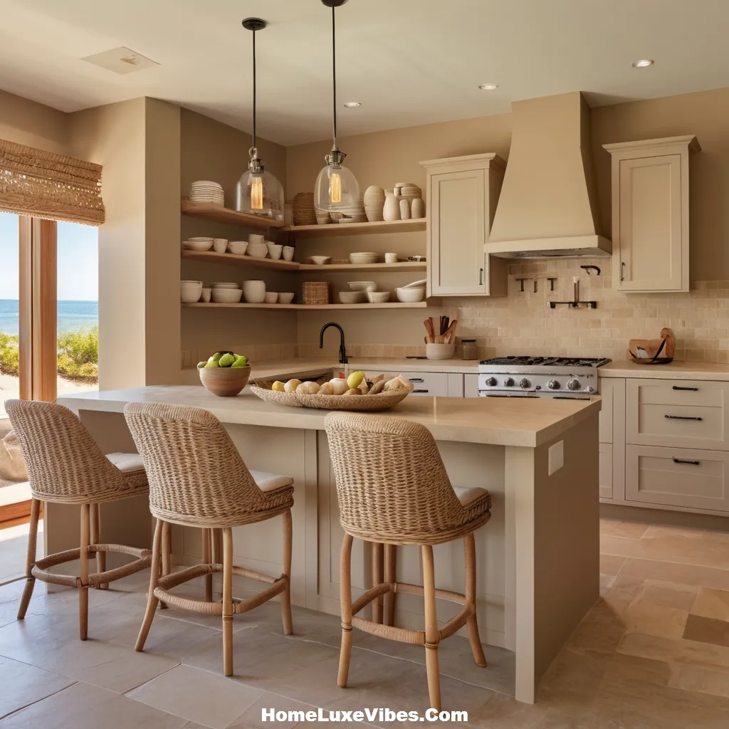 Sand Inspired Coastal Kitchen with Beige Cabinets and Stone Countertops result Sand-Inspired Coastal Kitchen with Beige Cabinets and Stone Countertops