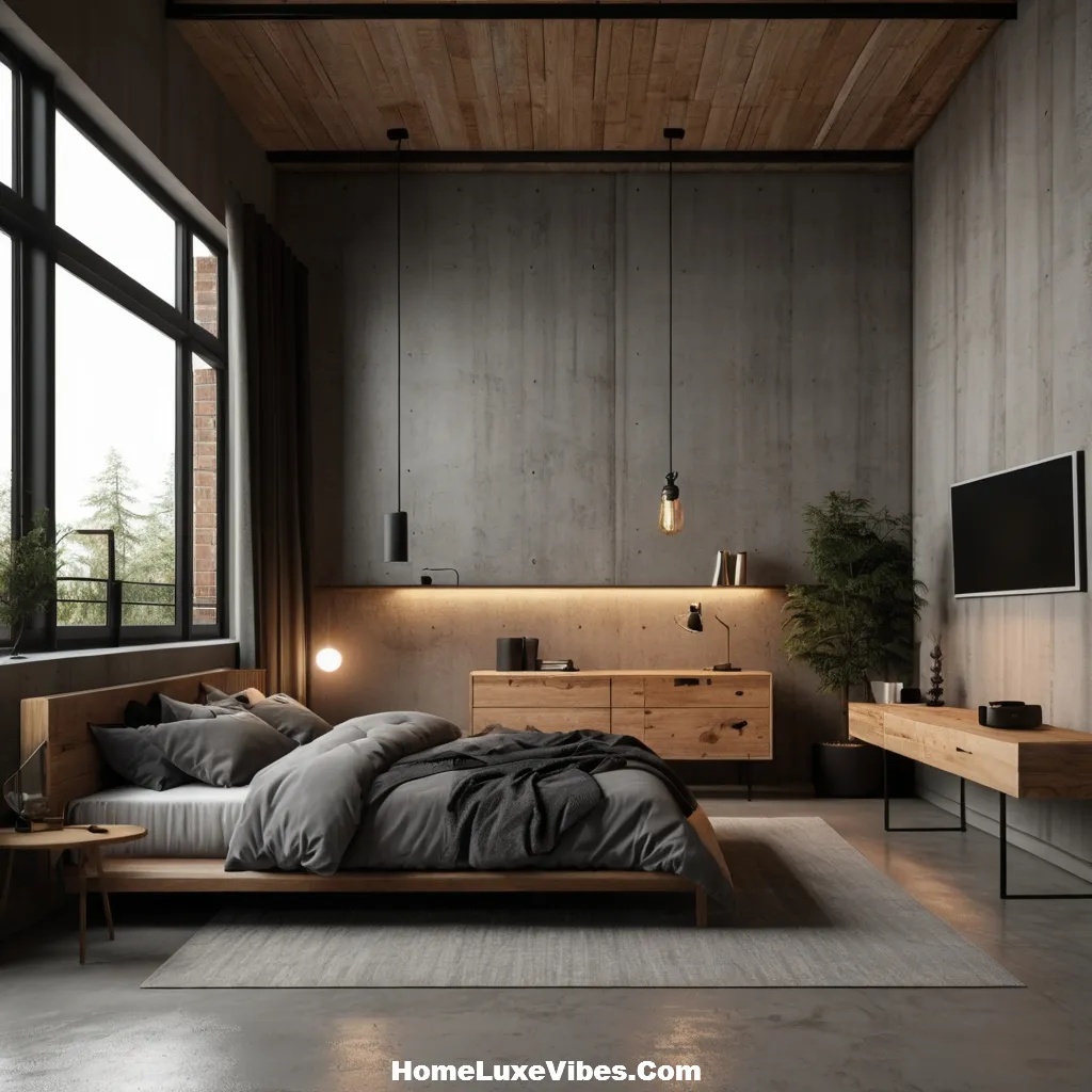 Sleek Metal Bed Frame in Industrial Bedroom – Modern Loft Design result Sleek Metal Bed Frame in Industrial Bedroom – Modern Loft Design