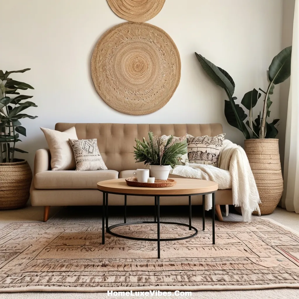 Small Apartment Living Room With Layered Rugs
