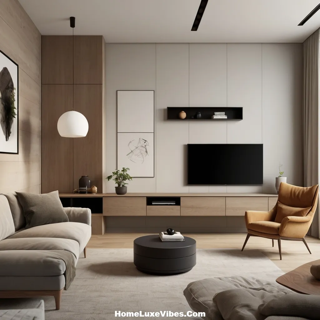 Small Apartment Living Room With Refined TV Wall
