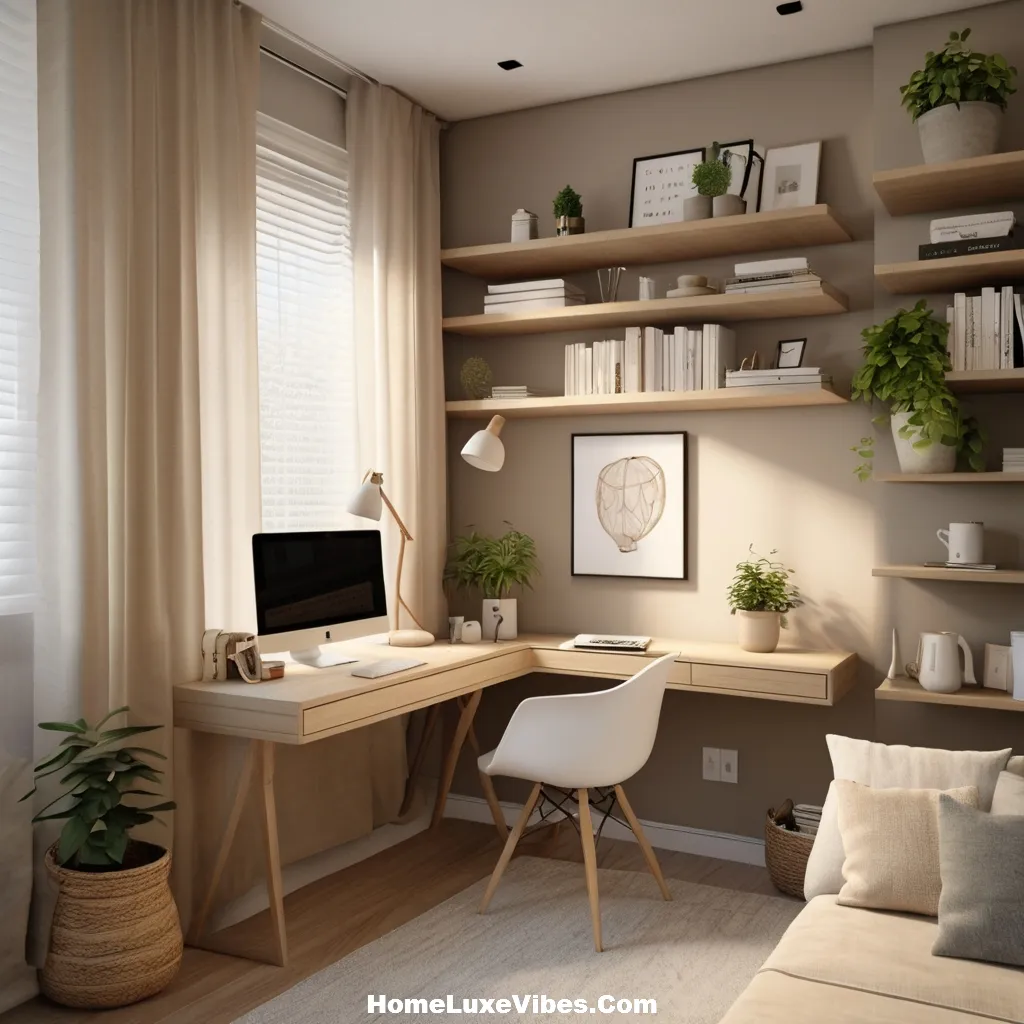 Small Apartment Living Room With Remote Work Corner
