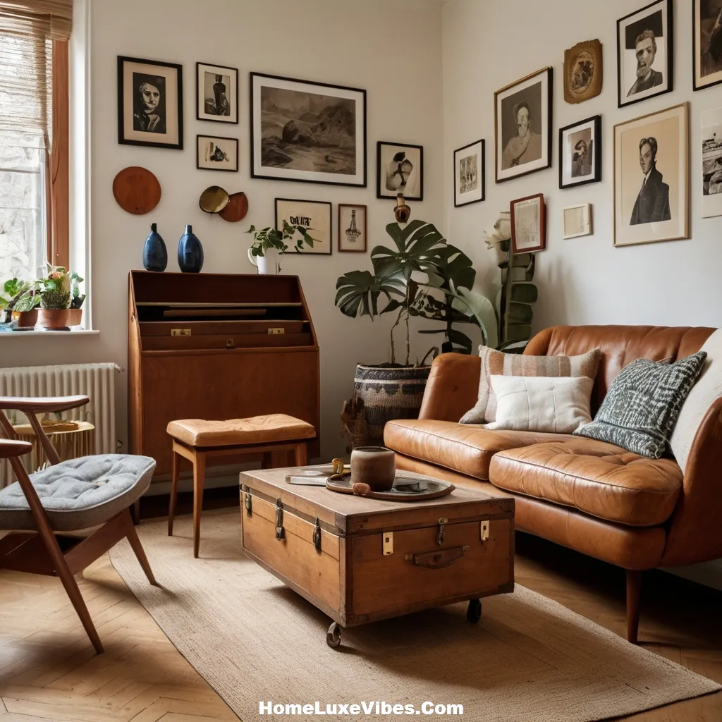 Small Apartment Living Room With Vintage Furniture
