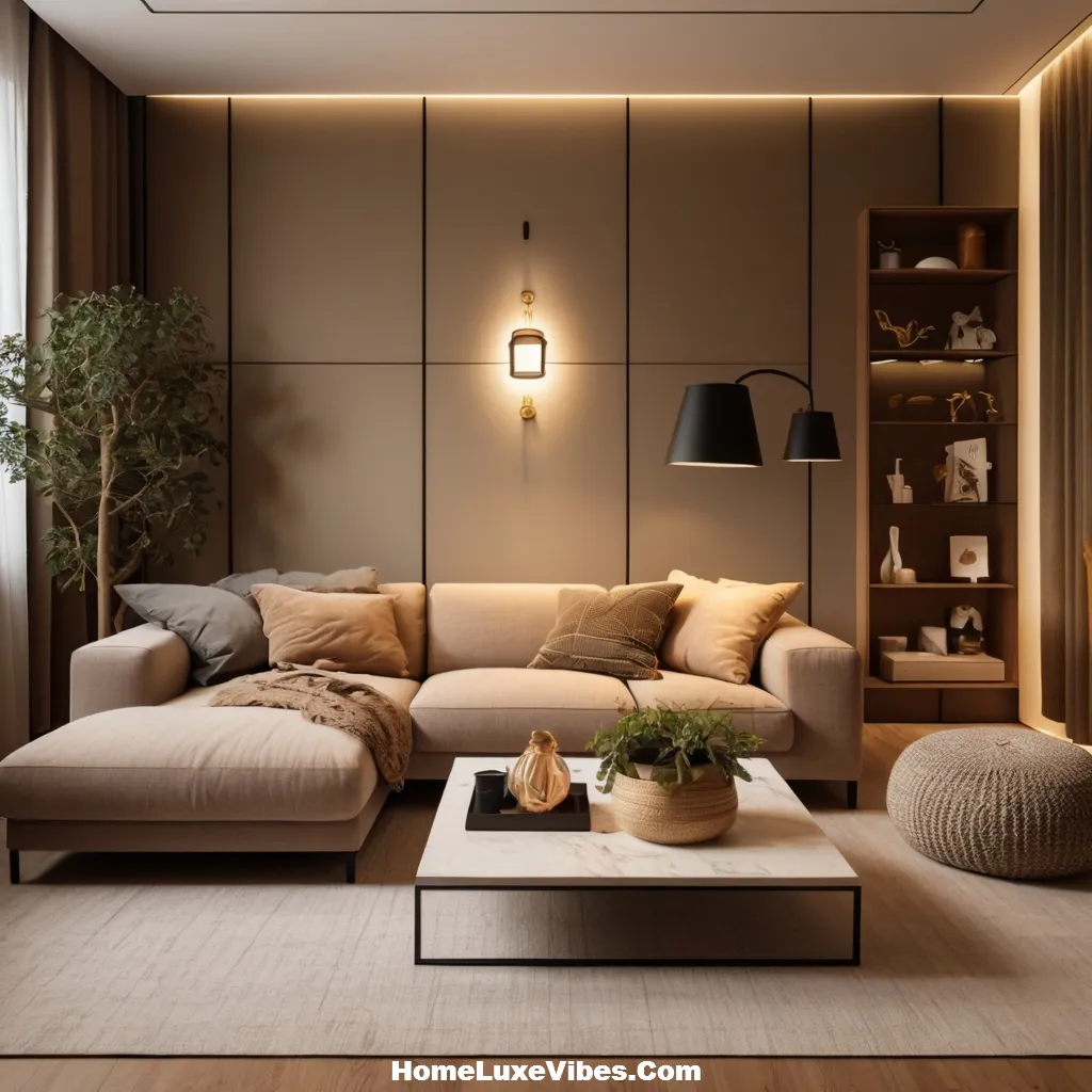 Space-Saving Wall Sconce in Small Apartment Living Room
