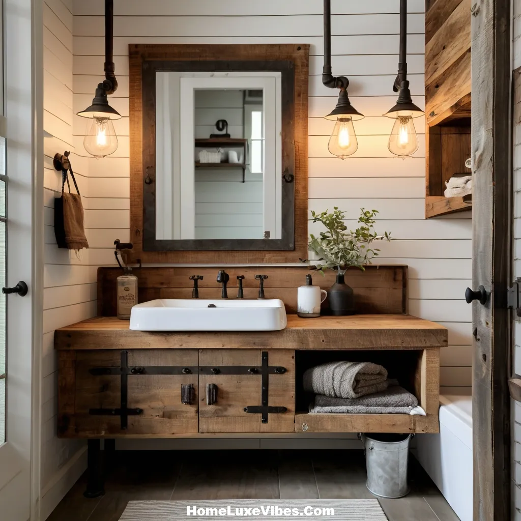Vintage Farmhouse Inspired Industrial Bathroom result Vintage Farmhouse Inspired Industrial Bathroom