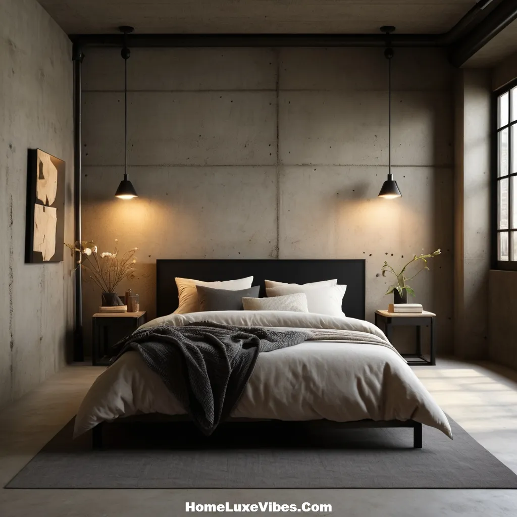 Wall Mounted Metal Sconces in Industrial Bedroom – Loft Lighting Idea result Wall-Mounted Metal Sconces in Industrial Bedroom – Loft Lighting Idea