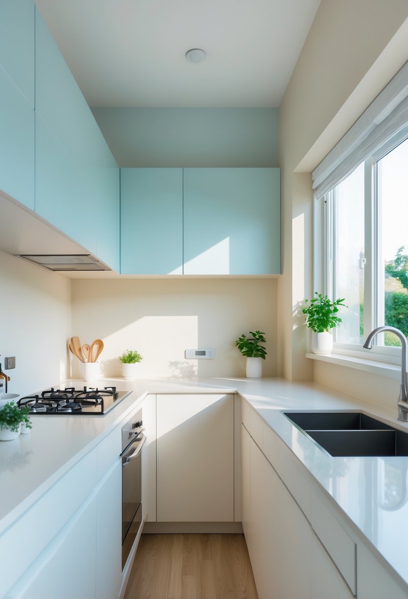 v2 11o7iy zed4t A small kitchen with light-colored walls, compact cabinets, and natural light creating a bright and spacious feel.