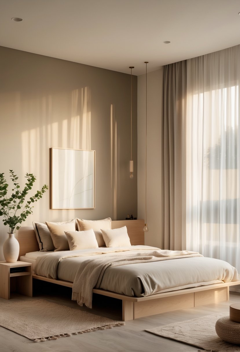 v2 14n9bm udc0c A bright bedroom with a neatly made bed, wooden furniture, soft natural light, and simple decorative elements creating a calm and inviting space.