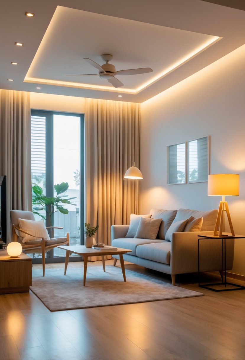 v2 154hmy g4lq6 A well-lit living room with a sofa, coffee table, floor lamp, and natural light coming through a large window.