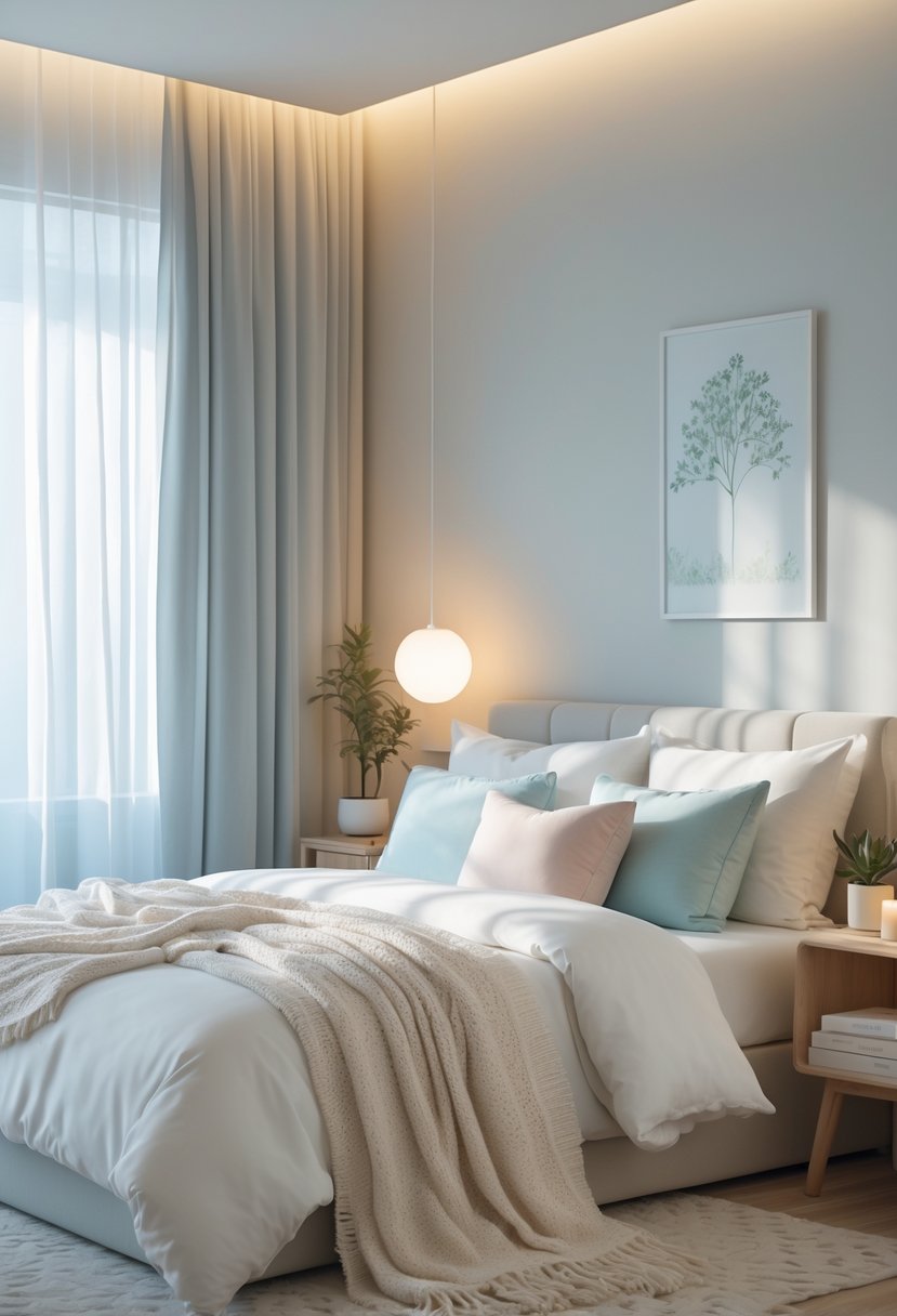 v2 17e22r hat9p A calm and cozy bedroom with a neatly made bed, soft natural light, and simple decor creating a peaceful atmosphere.