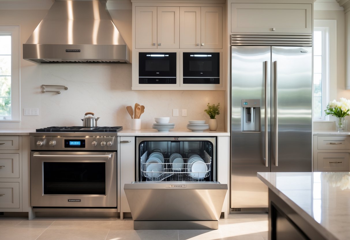 v2 17lgc6 liokm A modern kitchen with a sleek dishwasher featuring touch controls, surrounded by elegant cabinetry and high-end appliances.